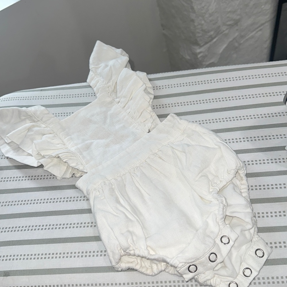 white ruffle romper